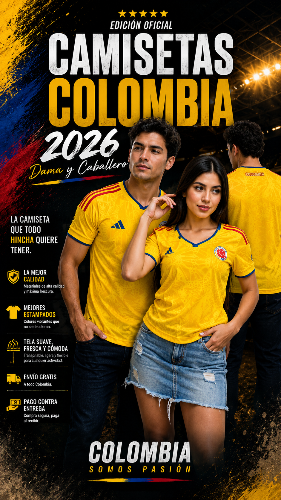 🇨🇴 Camiseta Colombia 2026 Tipo Jugador Hombre y Dama | Calidad Profesional